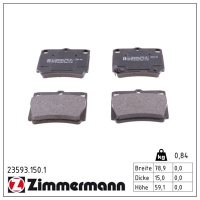 ZIMMERMANN 23593.150.1 Číslo výrobce: 23593. EAN: 4250238738886.