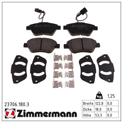 ZIMMERMANN 23706.180.3 Číslo výrobce: 23705. EAN: 4250238760580.