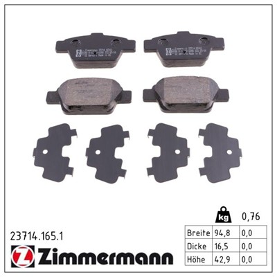 ZIMMERMANN 23714.165.1 Číslo výrobce: 23714. EAN: 4250238739272.