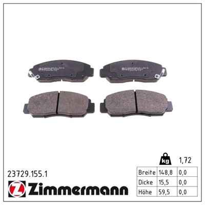 ZIMMERMANN 23729.155.1 Číslo výrobce: 23722. EAN: 4250238739326.