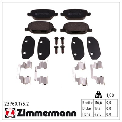 ZIMMERMANN 23760.175.2 Číslo výrobce: 23760. EAN: 4250238756910.