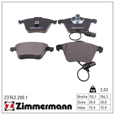 ZIMMERMANN 23762.200.1 Číslo výrobce: 23762. EAN: 4250238739487.