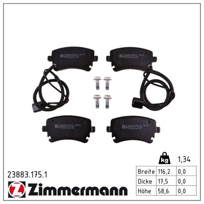 ZIMMERMANN 23883.175.1 Číslo výrobce: 23326. EAN: 4250238739845.