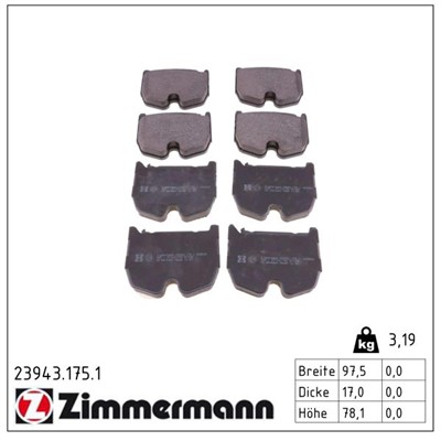 ZIMMERMANN 23943.175.1 Číslo výrobce: 23541. EAN: 4250238765752.