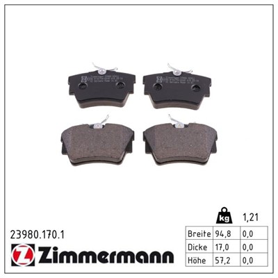 ZIMMERMANN 23980.170.1 Číslo výrobce: 23980. EAN: 4250238740094.