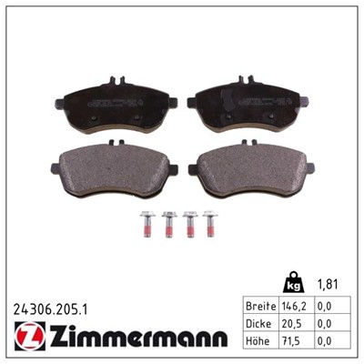 ZIMMERMANN 24306.205.1 Číslo výrobce: 24306. EAN: 4250238740568.