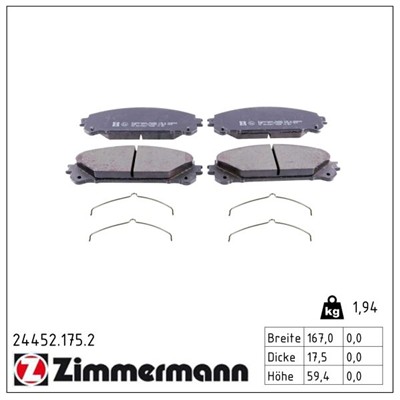 ZIMMERMANN 24452.175.2 Číslo výrobce: 24452. EAN: 4250238765165.
