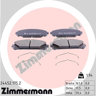 ZIMMERMANN 24452.175.2 Číslo výrobce: 24452. EAN: 4250238765165.