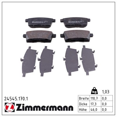 ZIMMERMANN 24545.170.1 Číslo výrobce: 24545. EAN: 4250238759683.