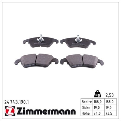 ZIMMERMANN 24743.190.1 Číslo výrobce: 24408. EAN: 4250238746355.