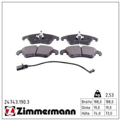 ZIMMERMANN 24743.190.3 Číslo výrobce: 24408. EAN: 4250238755470.