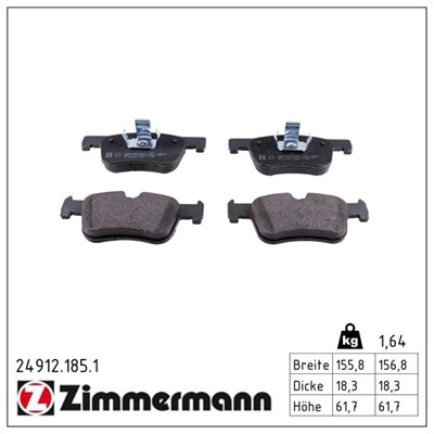 ZIMMERMANN 24912.185.1 Číslo výrobce: 25507. EAN: 4250238756224.