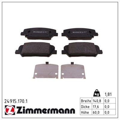 ZIMMERMANN 24915.170.1 Číslo výrobce: 24915. EAN: 4250238763260.