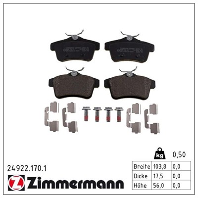 ZIMMERMANN 24922.170.1 Číslo výrobce: 24922. EAN: 4250238750390.