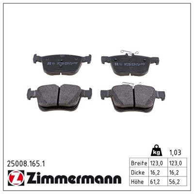 ZIMMERMANN 25008.165.1 Číslo výrobce: 25008. EAN: 4250238761204.