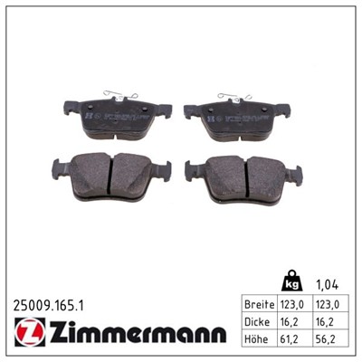ZIMMERMANN 25009.165.1 Číslo výrobce: 25008. EAN: 4250238761211.