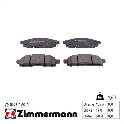 ZIMMERMANN 25087.170.1 Číslo výrobce: 25087. EAN: 4250238759171.