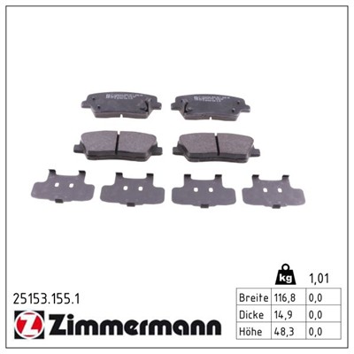 ZIMMERMANN 25153.155.1 Číslo výrobce: 25153. EAN: 4250238756163.