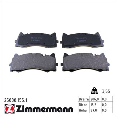 ZIMMERMANN 25838.155.1 Číslo výrobce: 25838. EAN: 4250238784623.
