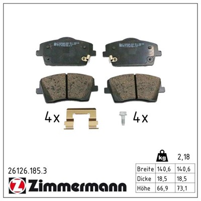 ZIMMERMANN 26126.185.3 Číslo výrobce: 26126. EAN: 4250238795063.