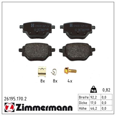 ZIMMERMANN 26195.170.2 Číslo výrobce: 26195. EAN: 4250238788270.
