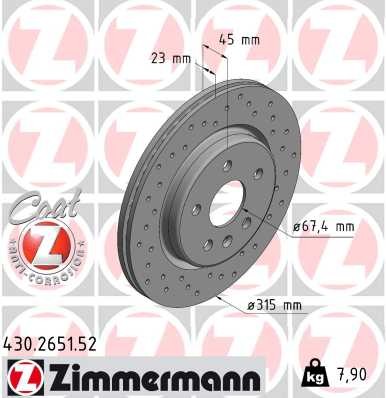 ZIMMERMANN 430.2651.52 EAN: 4250238780458.