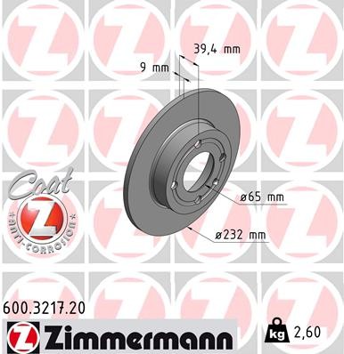 ZIMMERMANN 600.3217.20 EAN: 4250238762546.