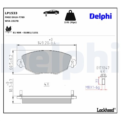 DELPHI LP1533 EAN: 5012759122013.