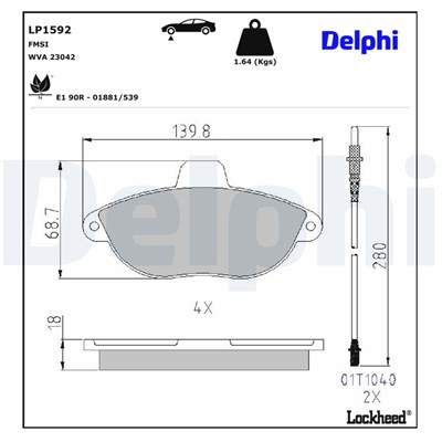 DELPHI LP1592 EAN: 5012759121542.