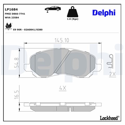 DELPHI LP1684 EAN: 5012759158722.