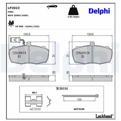 DELPHI LP2023 EAN: 5012759428375.