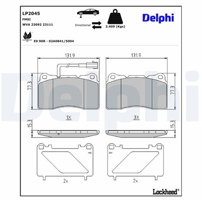 DELPHI LP2045 EAN: 5012759416891.