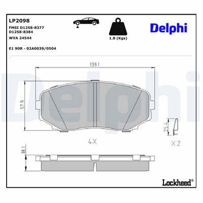 DELPHI LP2098 EAN: 5012759432006.