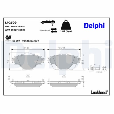 DELPHI LP2509 EAN: 5012759508534.