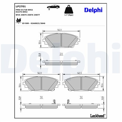 DELPHI LP2701 EAN: 5012759510391.