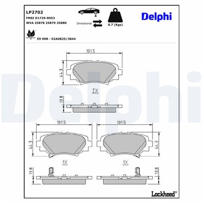 DELPHI LP2702 EAN: 5012759510407.