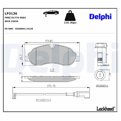 DELPHI LP3136 EAN: 5012759528020.