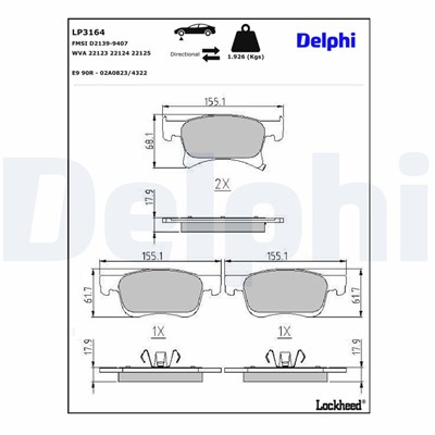 DELPHI LP3164 EAN: 5012759532812.