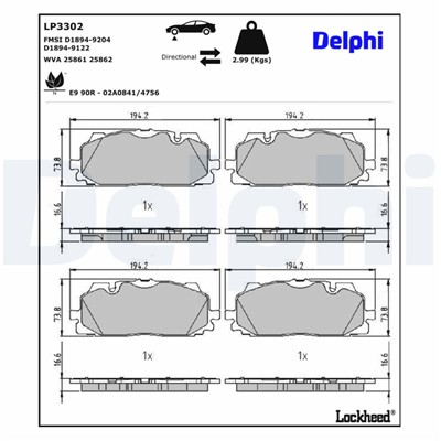 DELPHI LP3302 EAN: 5012759985670.