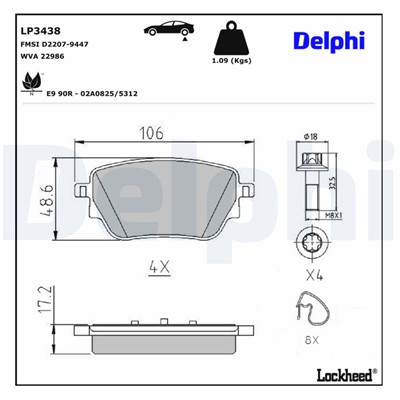 DELPHI LP3438 EAN: 5012759542651.