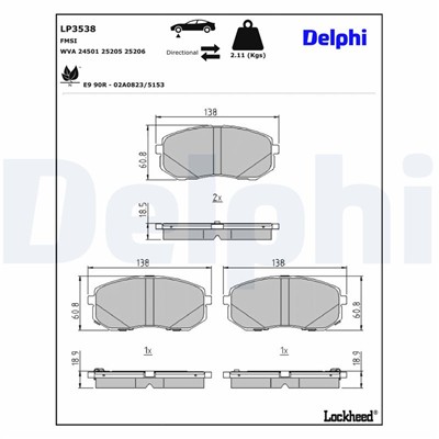 DELPHI LP3538 EAN: 5012759549100.