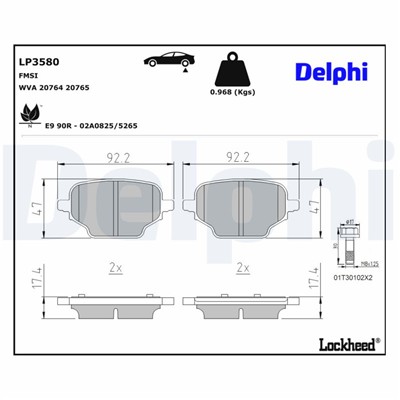 DELPHI LP3580 EAN: 5012759551516.