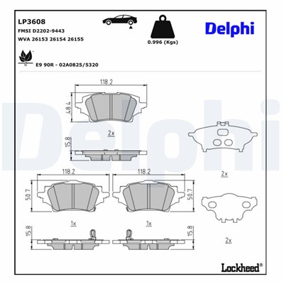 DELPHI LP3608 EAN: 5012759552582.