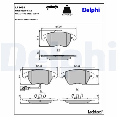 DELPHI LP3694 EAN: 5012759999851.