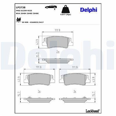DELPHI LP3738 EAN: 5012759579213.