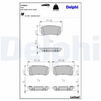 DELPHI LP3832 EAN: 5012759582602.