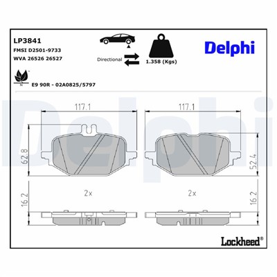 DELPHI LP3841 EAN: 5012759583326.