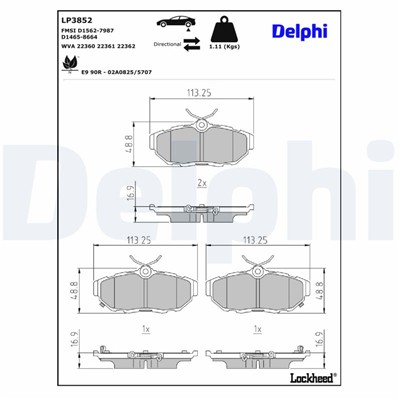 DELPHI LP3852 EAN: 5012759596999.