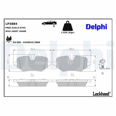 DELPHI LP3884 EAN: 5012759654583.