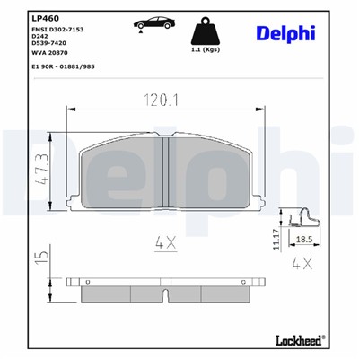 DELPHI LP460 EAN: 5012759302101.